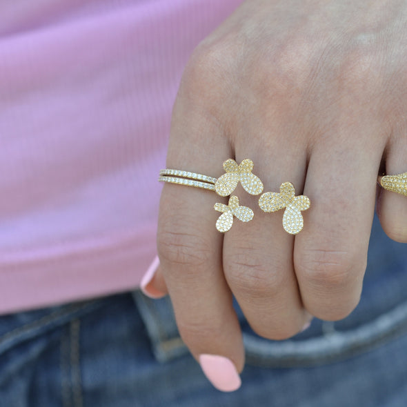 yellow gold stacking ring butterfly signet dainty band 