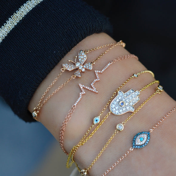 Diamond and Sapphire Hamsa Bracelet