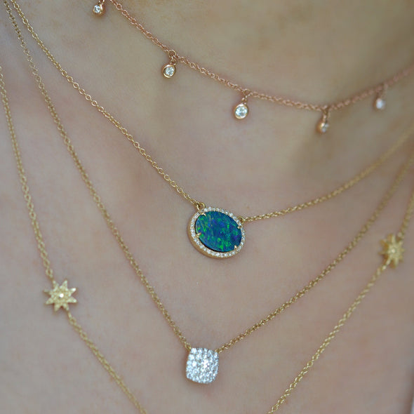 14k gold opal necklace diamond
