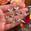 14k gold diamond stud butterfly earrings