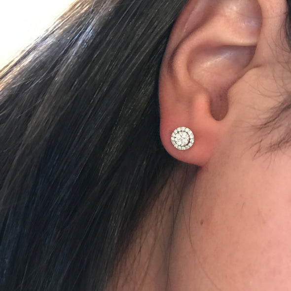 diamond stud halo earring 