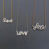14k solid gold genuine real diamond love necklace