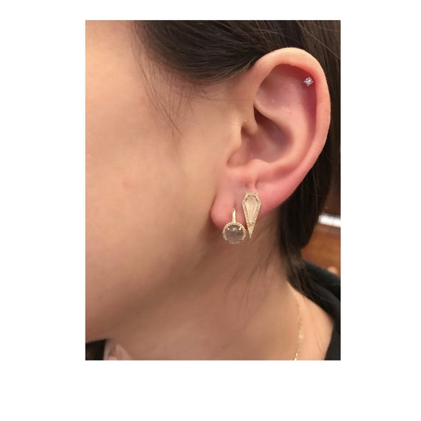Labradorite Diamond Huggie Earring