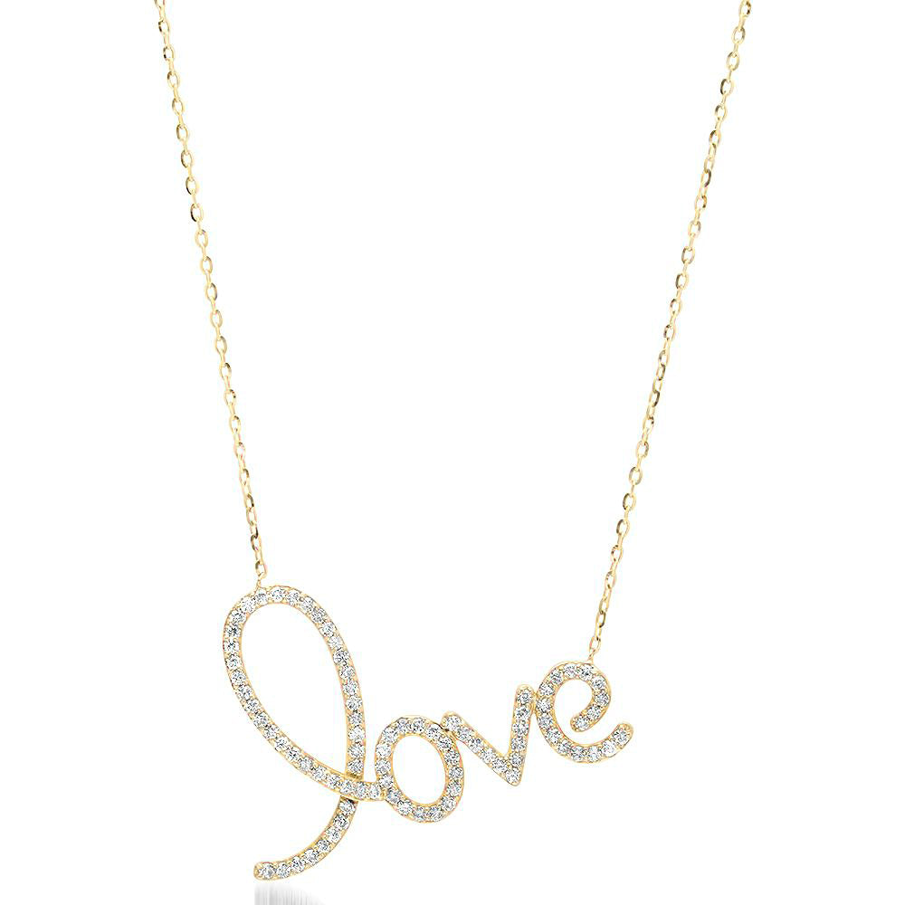 Gold Plated Name Necklace, Alyssa Script Love Line | Namefactory