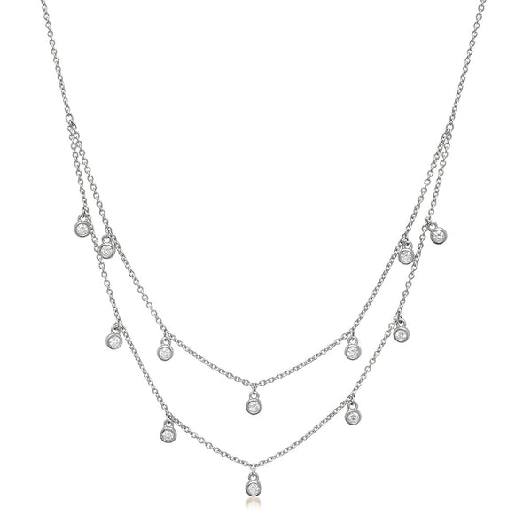 Diamond Double Droplet Necklace