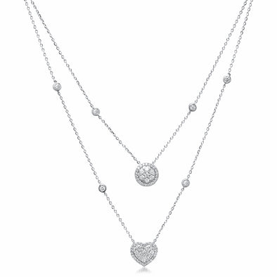 Double Layer Circle/Heart Halo Choker Necklace