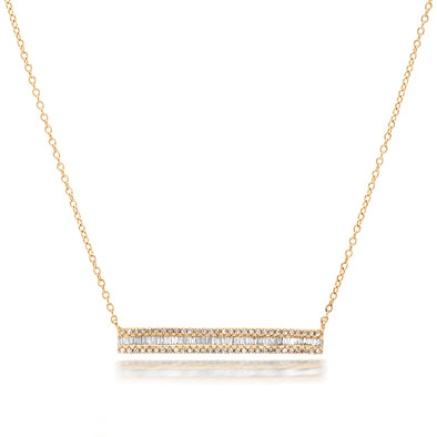 Diamond and Baguette Rectangle Bar Necklace