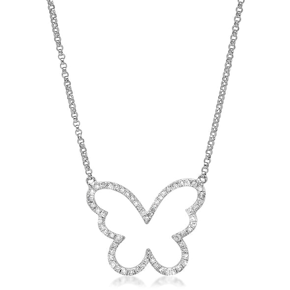 Diamond Open Butterfly Necklace