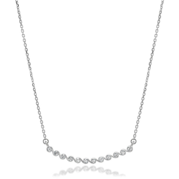 Diamond Bezel Curve Bar Necklace