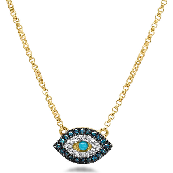 Diamond and Turquoise Evil Eye Necklace