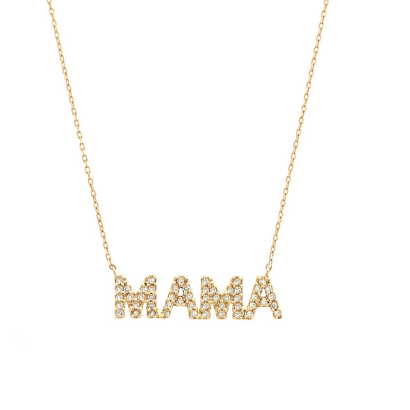 14k gold and diamond mother necklace