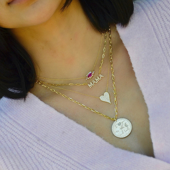 Diamond Pave Signature Modern Heart Necklace